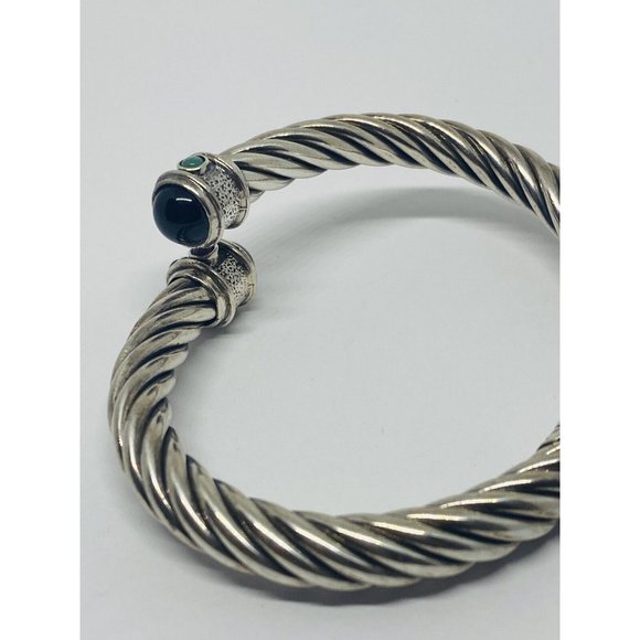 GSJ BLACK ONYX Color Stones Sterling Silver 925 Renaissance STYLE 28.9 Grams 7MM - Picture 5 of 8